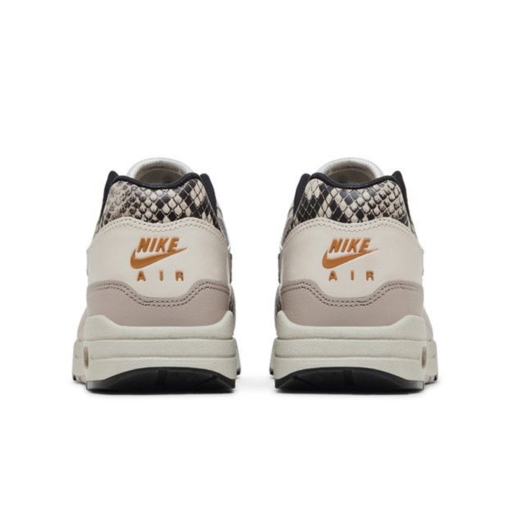 Nike Women’s Air Max 1 Leather Sneakers in Cream, Black & Tan Snake Print - Picture 11 of 14